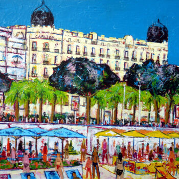 Pintura intitulada "La plage devant le…" por Jean-Pierre Borderie, Obras de arte originais, Acrílico Montado em Armação em m…