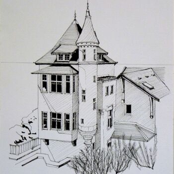Dibujo titulada "la-villa-belza.jpg" por Jean-Pierre Bru, Obra de arte original