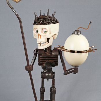 「Human bomb」というタイトルの彫刻 Jean-Pierre Burquierによって, オリジナルのアートワーク, 金属