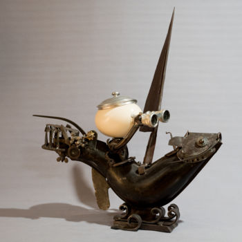 Scultura intitolato "Fish Boat" da Jean-Pierre Burquier, Opera d'arte originale