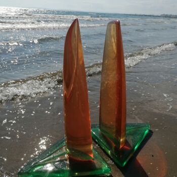 Sculptuur getiteld "THE TWINS" door Jean-Pierre Desprez, Origineel Kunstwerk, Hars