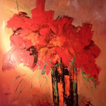 Malerei mit dem Titel "le bouquet rouge" von Jean-Pierre Duquaire, Original-Kunstwerk, Acryl