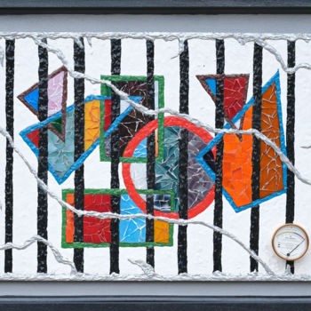 Sculpture titled "Burn Out" by Jean-Pierre Duvaux, Original Artwork, Mosaic Mounted on Wood Panel