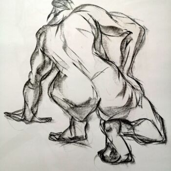 Tekening getiteld "Pose 7" door Jean-Pierre Emond, Origineel Kunstwerk, Potlood