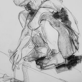 Dessin intitulée "Une bille de perdue" par Jean-Pierre Emond, Œuvre d'art originale, Graphite