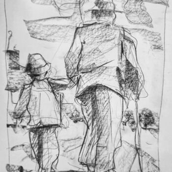 Drawing titled "En route" by Jean-Pierre Emond, Original Artwork, Graphite