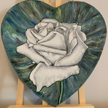 Peinture intitulée "La rose de mon coeur" par Jean Pierre Fetis, Œuvre d'art originale, Acrylique