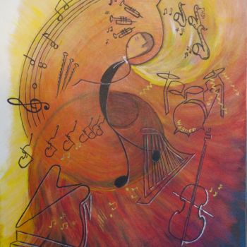 Painting titled "Musique Tannhauser" by Jean Pierre Fetis, Original Artwork, Acrylic