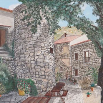 Pintura titulada "NAVACELLES le villa…" por Jean Pierre Fetis, Obra de arte original, Acrílico