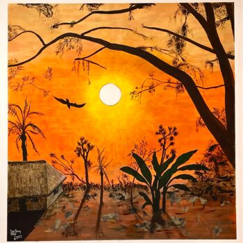 Peinture intitulée "Coucher de soleil A…" par Jean Pierre Fetis, Œuvre d'art originale, Acrylique