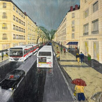 绘画 标题为“Avenue sous la pluie” 由Jean Pierre Fetis, 原创艺术品, 丙烯