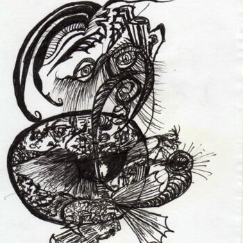 Рисунок под названием "HEP !!!  Sous titre…" - Jean-Pierre Fouque, Подлинное произведение искусства, Шариковая ручка