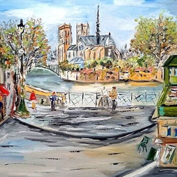 Peinture intitulée "PARIS NOTRE DAME LE…" par Jean Pierre Jumeaux, Œuvre d'art originale, Huile Monté sur Châssis en bois