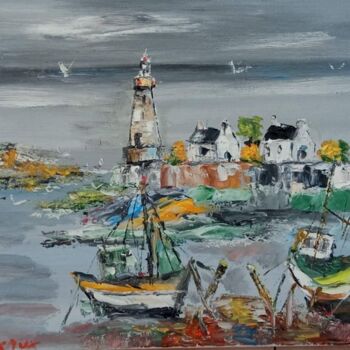 Painting titled "PORT BRETON BATEAUX…" by Jean Pierre Jumeaux, Original Artwork, Oil