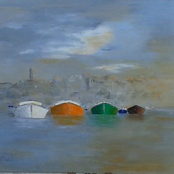 Pintura titulada "jour de brume" por Jean-Pierre Lebert, Obra de arte original, Oleo