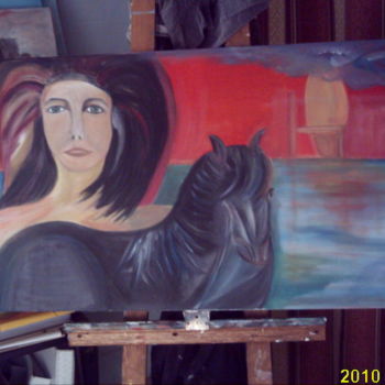 Painting titled "PASSION CHEVAL" by Jean Pierre Maître, Original Artwork, Acrylic