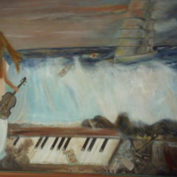Peinture intitulée "La musicienne" par Jean Pierre Maître, Œuvre d'art originale, Acrylique