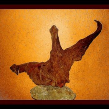 Sculpture titled "l'aigle en bois: cr…" by Jean-Pierre Merlhou, Original Artwork