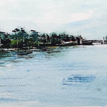 Painting titled ""Entre 2 îles : Gra…" by Jean-Pierre Missistrano, Original Artwork, Watercolor