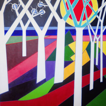Картина под названием "Branches à travers…" - Jean-Pierre Piccin, Подлинное произведение искусства, Акрил
