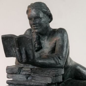 Sculpture titled "Lectrice n°3" by Jean Pierre Picheny, Original Artwork, Bronze