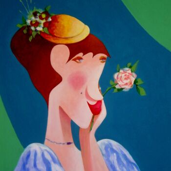 Painting titled "Cousine Adélie !!" by Jean Pierre Poveda, Original Artwork, Oil