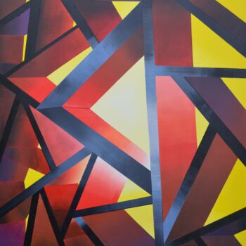 Schilderij getiteld "Triangle 2" door Jean Pierre Tachon, Origineel Kunstwerk, Acryl Gemonteerd op Frame voor houten brancard
