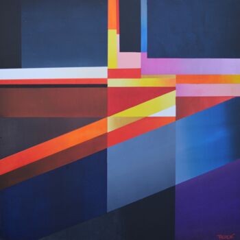 Painting titled "Diagonale 3" by Jean Pierre Tachon, Original Artwork, Acrylic Mounted on Wood Stretcher frame