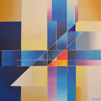 Pintura titulada "Blue line" por Jean Pierre Tachon, Obra de arte original, Acrílico