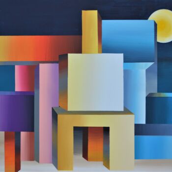 Painting titled "composition 220.914" by Jean Pierre Tachon, Original Artwork, Acrylic Mounted on Wood Stretcher frame