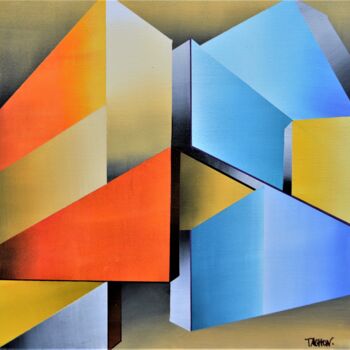 Painting titled "composition 220.925" by Jean Pierre Tachon, Original Artwork, Acrylic Mounted on Wood Stretcher frame