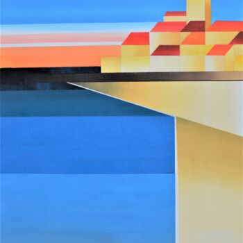 Painting titled "composition 221.005" by Jean Pierre Tachon, Original Artwork, Acrylic Mounted on Wood Stretcher frame