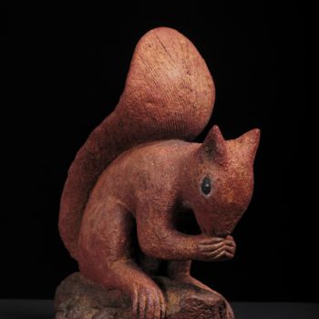 Escultura titulada "(Noisette) écureuil…" por Jean-Pierre Tauzia, Obra de arte original, Terracota