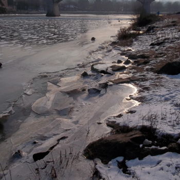 Photography titled "Loire dans les glac…" by Jean-Pierre Simard, Original Artwork, Digital Photography