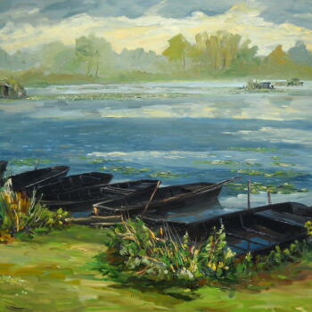 제목이 "Les barques"인 미술작품 Jean Quéméré로, 원작, 기름