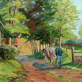 Painting titled "Pays de Caux" by Jean Quéméré, Original Artwork, Oil
