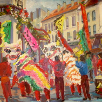 Peinture intitulée "Nouvel an chinois 1…" par Jean Quéméré, Œuvre d'art originale, Huile