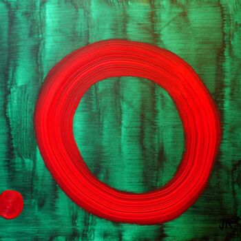 Painting titled "Vibration boisée" by Jean Rebel, Original Artwork, Acrylic Mounted on Cardboard