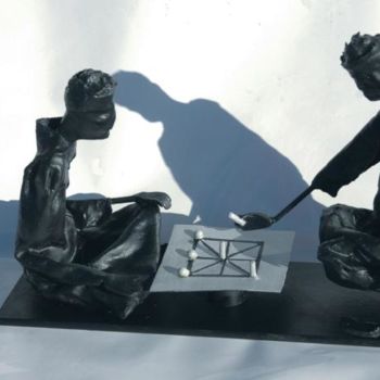 Sculpture intitulée "Les joueurs de carr…" par Jean Remaury, Œuvre d'art originale, Métaux