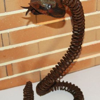 Sculpture titled "Le serpent" by Jean Remaury, Original Artwork, Metals