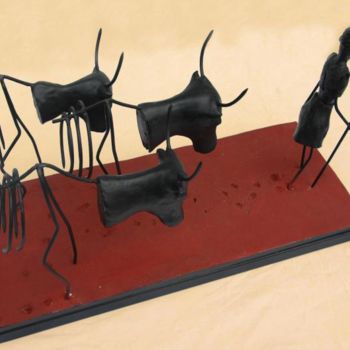 Escultura intitulada "La gardienne de vac…" por Jean Remaury, Obras de arte originais, Metais