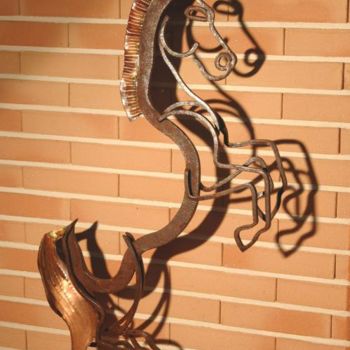 Sculpture titled "Le cheval" by Jean Remaury, Original Artwork, Metals
