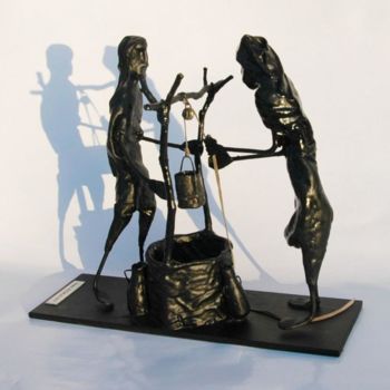 Sculpture titled "Le puit" by Jean Remaury, Original Artwork, Metals