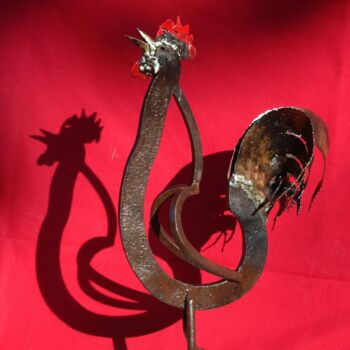 Sculpture titled "Le coq 2021" by Jean Remaury, Original Artwork, Metals