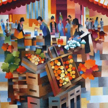 Painting titled "MARCHE OCCITAN" by Jean Rougerie, Original Artwork, Oil