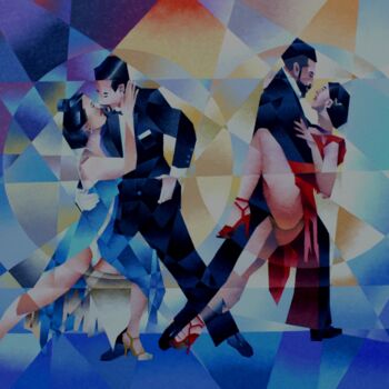 Painting titled "TANGO ARGENTIN" by Jean Rougerie, Original Artwork, Oil