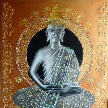 Painting titled "bouddha" by Jean Senterre, Original Artwork, Acrylic