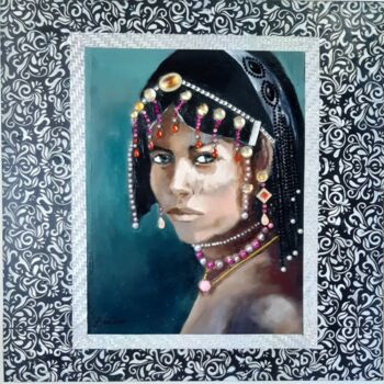 Pittura intitolato "femme africaine  1" da Jean Senterre, Opera d'arte originale, Olio
