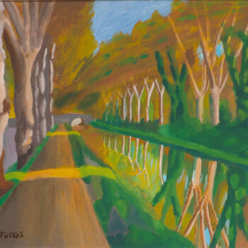 Painting titled "Canal du midi" by Jean Seunes, Original Artwork, Acrylic