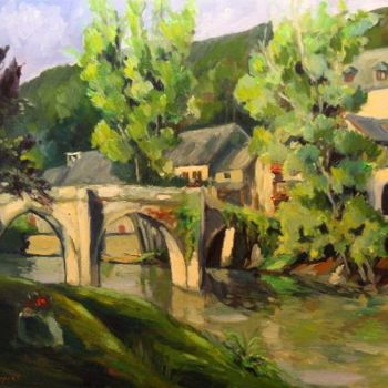 Peinture intitulée "le pont de Belcaste…" par Jean Seyrat, Œuvre d'art originale